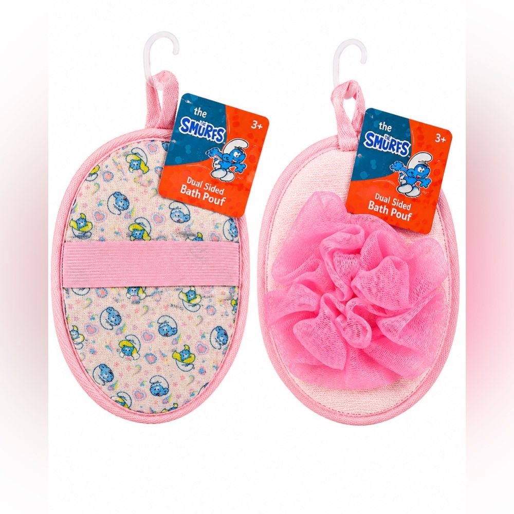 The Smurfs Dual-Sided Kids Bath Puff & Wash Mitt - Pink